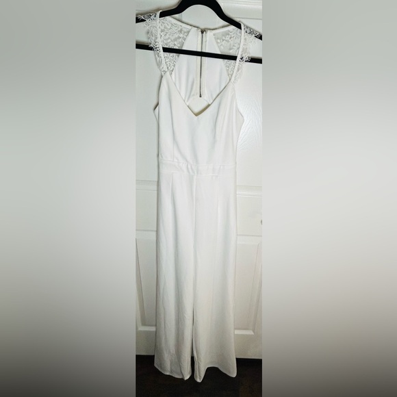 Lulus Love Your Heart Ivory White Lace Wide-Leg Jumpsuit Size XS NWOT - Picture 3 of 12